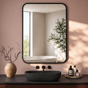 Plantex Aluminium Frame Mirror for Wall/Rectangle Wall Mount Mirror for Bedroom/Dressing Room/Living Room/Entryway - (20x28 Inch-Black)