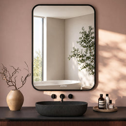 Plantex Aluminium Frame Mirror for Wall/Rectangle Wall Mount Mirror for Bedroom/Dressing Room/Living Room/Entryway - (20x28 Inch-Black)