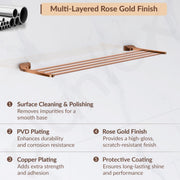 Plantex Smero Pure Brass 24 inch Towel Rack for Bathroom/Towel Stand/Hanger/Towel Holder/Towel Bar/Bathroom Accessories - Smart (PVD Rose Gold)