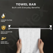 Plantex Towel Rod for Bathroom/Pure Brass Towel Hanger/24in Towel Holder/Bathroom Accessories - Pack of 1 (APS-DL-11, Chrome)