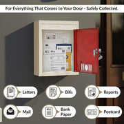Plantex Wall Mount A4 Size Letter Box - Mail Box/Letter Box for Home gate with Key Lock (Red & Ivory)
