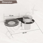 Plantex Soap Dish with Tumbler Holder for Bathroom/Stainless Steel Glass soap Holder wtih Toothbrush Stand/Bathroom Accessories - Pack of 1 (Black)