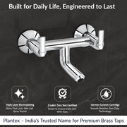 Plantex Pure Brass Bal-516 Non Telephonic Wall Mixer with Water Saving Aerator/Mixer Tap for Bathroom with Brass Wall Flange and Teflon Tape-7 Year Warranty(Mirror Chrome)