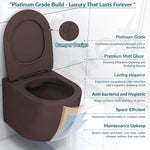 Plantex Ceramic Wall Hung Commode/Imported Rimless Washdown Flush Western Toilet/Commode with Soft Closing Seat - P Trap (Round-Matt Brown)