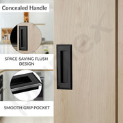 Plantex Sliding Door Handle/Concealed Handle for Sliding Door/96mm Concealed Handle for Wardrobe/Kitchen Cabinet - Pack of 2 (Black)