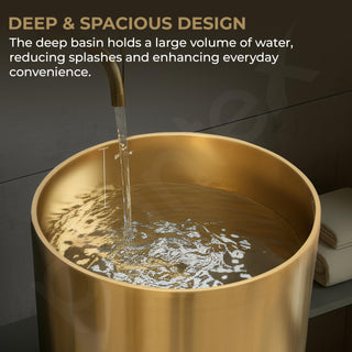 Plantex Stainless Steel Pedestal Basin for Bathroom/One Piece Free Standing Round Wash Basin for Living Room/Hotel (Gold)