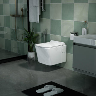 Plantex Platinum Ceramic Wall Hung Commode/P Trap Western Commode for Toilet/Rim Washdown Western Toilet with Soft Close Toilet Seat Cover- (White)