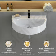 Plantex Ceramic Wash Basin for Bathroom/Wall Hung Basin/Bathroom Sink with 10 Years Glaze Warranty by Plantex//Washbasin for Restaurant, Hotel (Glossy White/Mark, 17 x 12 x 4 Inch)