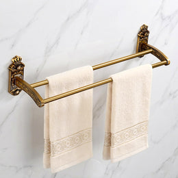 Plantex Dual Towel Rod for Bathroom/Towel Hanger/Towel Holder/24 Inch Towel Bar/Bathroom Accessories - Pack of 1 (Brass Antique)