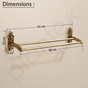 Plantex Antique Dual Towel Rod For Bathroom/Towel Holder/Hanger/Bar/Bathroom Accessories (24 Inch,Brass-Antique Finish)