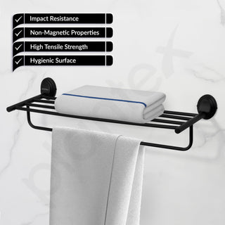 Plantex 304 Grade Stainless Steel Towel Rack for Bathroom/Towel Stand/Hanger/Bathroom Accessories - Cubic (24 inch -Black)