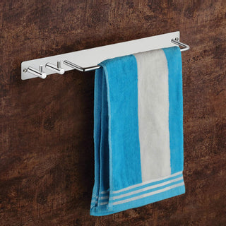 Plantex Stainless Steel Single Towel Rod with Hooks for Bathroom/Towel Stand for Kitchen/Towel Hanger/Hook Rail/Bathroom Accessories (Matt Finish)