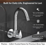 Plantex Kitchen Taps for Home Sink with Water Saving Nozzle/Kitchen Tap/High Arc 360° Swivel Spout for Sink Tap with Brass Wall Flange -(Pac-1810-Chrome)
