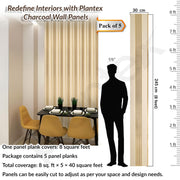 Plantex Louvers Panel for Wall/8 Feet Wall Panels/3D Charcoal Panel for Interior Walls DÃ©cor - Pack of 5 Covers - 40 Sq. Ft, Size-1 Feet x 8 Feet (YD-1203)