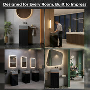 Plantex Acrylic Resin & Quartz Pedestal Basin for Bathroom/One Piece Pedestal Free Standing Square Wash Basin for living Room/Hotel (Grey & Black)