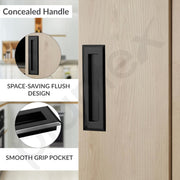 Plantex Sliding Door Handle/Concealed Handle for Sliding Door/160mm Concealed Handle for Wardrobe/Kitchen Cabinet - Pack of 1 (Black)