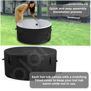 Plantex Inflatable Hot Tub/Round Portable Tub for 4 Person/Outdoor Spa Tub with 180 Air Bubble/Massage Tub with Control Panel - 71 x 26 Inch (Black & White)