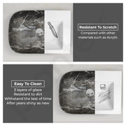 Plantex Ceramic Wash Basin for Bathroom/Hand Wash Sink/Black Countertop Basin/Tabletop Washbasin For Living Room (18x12.5x5.5 Inch -Matt Black - Marble Finish)