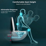 Plantex Ceramic Commode for Toilet/Rim Oval Shape Wall Hung Commode/Washdown Western Toilet with Soft Closing Toilet Seat  (P-Trap, White)