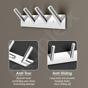 Plantex Wall Hooks for Hanging Cloth/Stainless Steel Towel Hangers/Bathroom Robe Hooks/Door Hangers/Round Wall Hook/Hook Rail for Hanging Keys - 4 Hooks (Pack of 3, Chrome)