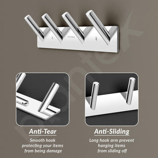 Plantex Wall Hooks for Hanging Cloth/Stainless Steel Towel Hangers/Bathroom Robe Hooks/Door Hangers/Round Wall Hook/Hook Rail for Hanging Keys - 4 Hooks (Pack of 2, Chrome)