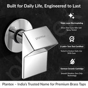 Plantex Angle Cocke for Bathroom/ Urinal Flush Valve with Teflon Tape & Brass Wall Flange - 25mm Pure Brass, 7 Year Warranty (Commercial & Residential Use) - (PRI-320-Chrome)