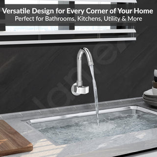 Plantex Kitchen Sink Tap with Water Saving Nozzle/Wall Mount Sink Tap for Kitchen Basin with 360° Swivel Spout-7 Year Warranty by Plantex (PRI-310-Chrome)
