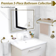 Plantex 304 Grade Stainless Steel Bathroom Accessories Set of 5 - Towel Stand/Napkin/Soap Holder/Toothbrush Holder/Robe Hanger - Daizy (Brass Antique)