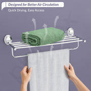 Plantex 304 Grade Stainless Steel Towel Rack for Bathroom/Towel Stand/Hanger/Bathroom Accessories - Cubic (18 inch-Chrome)