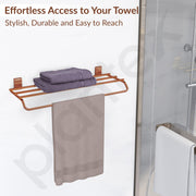 Plantex 304 Grade Stainless Steel 24-inch Towel Rack for Bathroom/Towel Shelf/Towel Stand/Bathroom Accessories (Crystal - PVD Rose Gold)