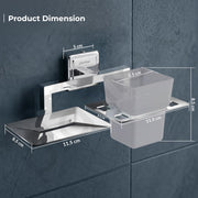 Plantex Stainless Steel 304 Grade Decan 2 in1 Soap Dish with Tumbler Holder/Soap Stand/Tooth Brush Holder/Bathroom Accessories - Decan (Chrome)