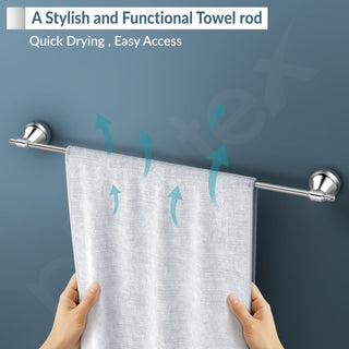 Plantex 304 Grade Stainless Steel Bathroom Single Towel Rod/Towel Stand/Towel Hanger/Bathroom Accessories, Niko (24-inch Chrome)