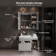 Plantex Wall Mount Vanity Cabinet with Washbasin and Mirror/Rectangular Basin with Cabinet for Bathroom - (Lunovia - 800, Grey)