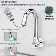 Plantex Sink Taps for Kitchen Basin/Wall Mount Tap for Kitchen Sink with Wall Flange & Teflon Tape/Sink Cock Tap - Pack of 1 (Rio, Chrome)