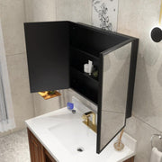 Plantex Aluminium Framed Mirror Box for Bathroom/Double Door Heavy-Duty Steel Body Mirror with Storage - 24x32 Inch, Black