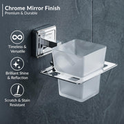 Plantex 304 Grade Stainless Steel Toothbrush Holder/ABS Toothpaste Stand/Tumbler Holder for Bathroom - Decan (Chrome)