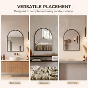 Plantex Aluminium Frame Mirror for Bathroom/Wall Mount Half-Capsule Mirror for Bedroom/Dressing Room/Living Room/Entryway - (Black, 18x24 Inch)