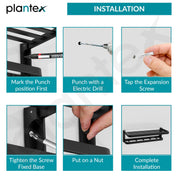 Plantex Towel Rack for Bathroom/Aluminium Towel Hanger/Towel Holder with Towel Rod and Hook/Towel Stand/24 Inch Towel Bar/Bathroom Accessories - (Black)