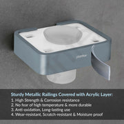 Plantex Aluminium and Acrylic Toothbrush Holder/Tumbler Holder for Bathroom/Toothpaste/Razor Holder/Bathroom Accessories - (Grey and Milky White)