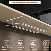 Plantex Wine Glass Rack/Holder Upside Down Glass Hanging Organizer/Glass Hanging Stand for Pubs/Kitchen/Bars (Double Line / 16 x 9 Inches)