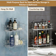 Plantex Stainless Steel Kitchen Rack Stand/2-Tier Spice Rack For Kitchen Storage/Multipurpose Masala Stand for Kitchen