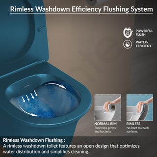 Plantex Ceramic Wall Hung Toilet/Rimless Western Commode for Bathroom/Commode with Soft Closing Toilet Seat - P Trap (Matt Blue)