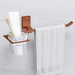 Plantex 304 Grade Stainless Steel Towel Ring with Tumbler Holder/Wash Basin Towel Hanger/Toothbrush HolderBathroom Accessories (Crystal - PVD Rose Gold)