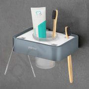 Plantex Aluminium and Acrylic Toothbrush Holder/Tumbler Holder for Bathroom/Toothpaste/Razor Holder/Bathroom Accessories - (Grey and Milky White)