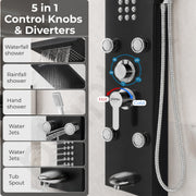 Plantex Shower Panel/6 in 1 Shower System/304 Grade Stainless Steel Rainfall Showerhead with Handshower for Bathroom/Tub Spout/Body Massage Spray With Hot &cold Mixer-(1016, Black)