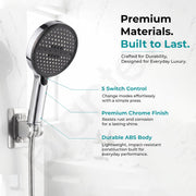 Plantex Hand Shower for Bathroom/6 Mode Multifunctional Shower/5-Inch ABS Plastic Silicone Handheld Shower Head/Easy Mode Switching – (Chrome, H-627)