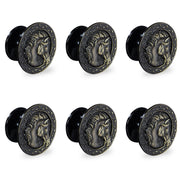 Plantex Horse Face Brass-Antique Cabinet Round Drawer Pulls and Knobs Handle - Pack of 6 Pieces