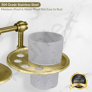 Plantex 304 Grade Stainless Steel 2in1 Soap Holder with Tumbler Holder/Bathroom Accessories - Skyllo (Antique)