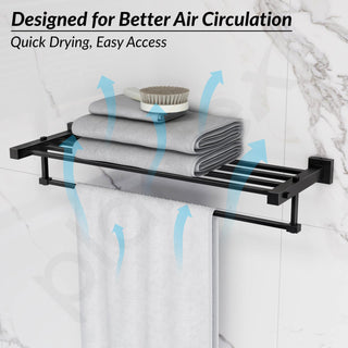 Plantex 304 Grade Stainless Steel 24 inch Towel Rack/Towel Hanger for Bathroom/Towel Rod/Towel Bar/Bathroom Accessories - Splash (Black)