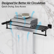 Plantex 304 Grade Stainless Steel 24 inch towel Rack/Towel Hanger for Bathroom/Towel Rod/Towel Bar/Bathroom Accessories - Splash (Black)